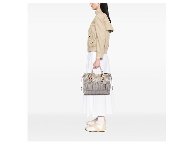 Borsa Satchel Prada Tessuto Gaufre marrone - vista 6