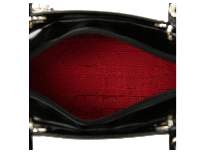 Borsa Lady Dior Medium in pelle di vitello lucida nera Nero - vista 5