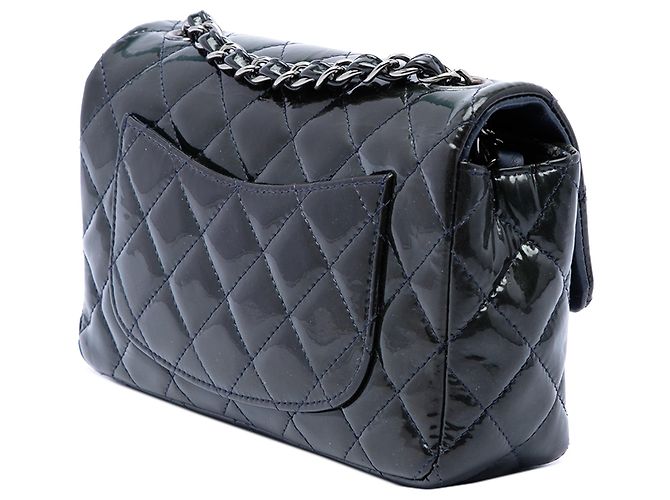 Borsa a tracolla Chanel Mini Rectangular Classic Patent Single Flap Blu - vista 2