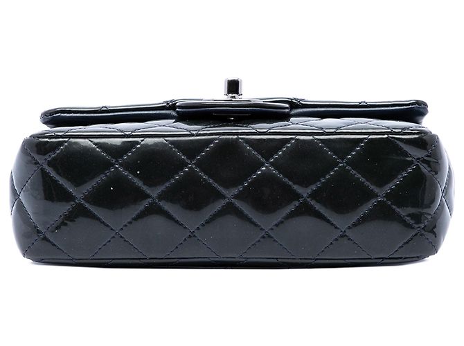 Borsa a tracolla Chanel Mini Rectangular Classic Patent Single Flap Blu - vista 3