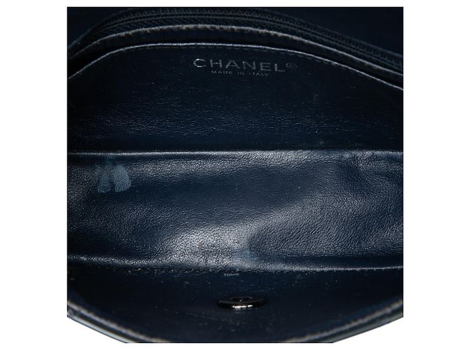 Borsa a tracolla Chanel Mini Rectangular Classic Patent Single Flap Blu - vista 4