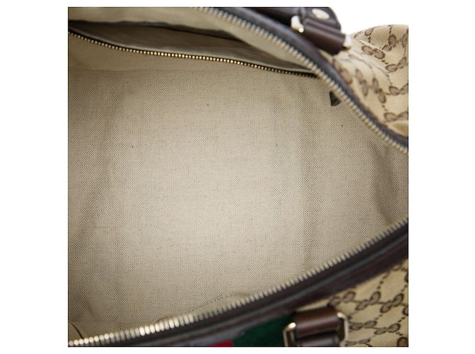 Borsa Boston Satchel Gucci Medium GG Canvas Web Joy Beige - vista 4