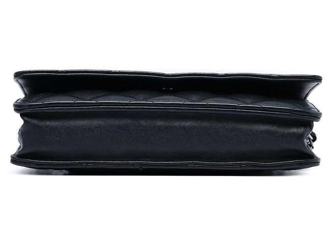 Borsa a tracolla Chanel CC in pelle d'agnello matelassé nera Wallet On Chain Nero - vista 3