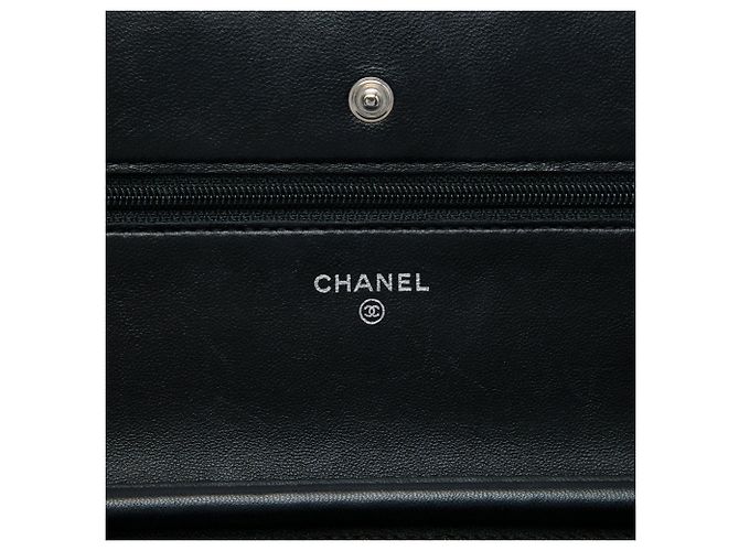 Borsa a tracolla Chanel CC in pelle d'agnello matelassé nera Wallet On Chain Nero - vista 5