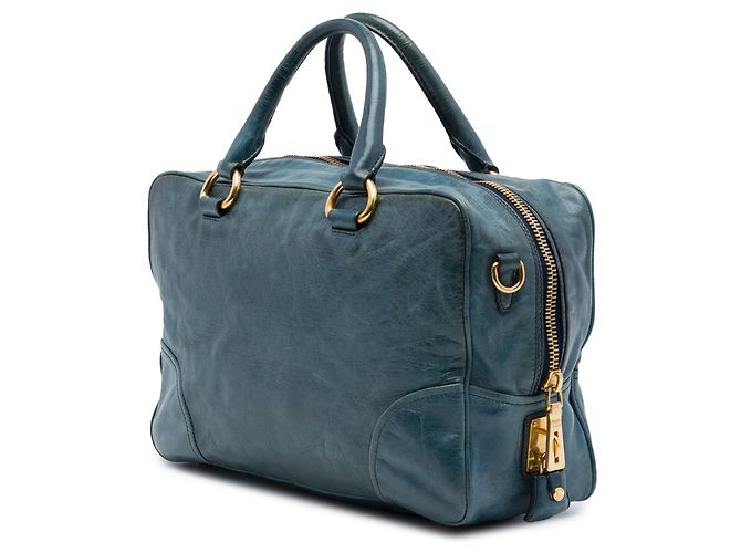 Borsa Prada Vitello Shine Blu - vista 2