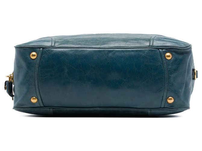 Borsa Prada Vitello Shine Blu - vista 3