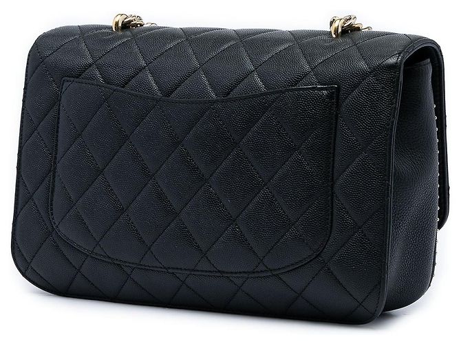 Borsa Chanel Large CC Quilted Caviar Studded Single Flap Satchel Nera Nero - vista 2