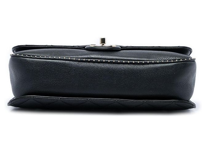 Borsa Chanel Large CC Quilted Caviar Studded Single Flap Satchel Nera Nero - vista 3