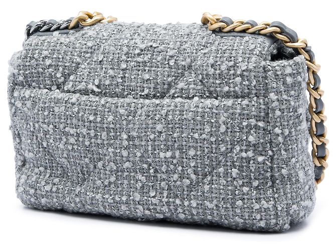 Borsa Chanel Medium Tweed 19 Flap Satchel Grigia Grigio - vista 2