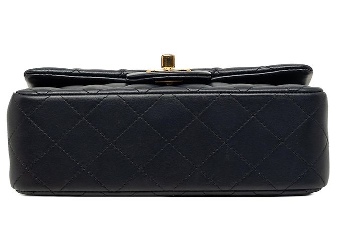 Borsa a tracolla Chanel Mini Rectangular Classic Single Flap in pelle d'agnello blu - vista 3