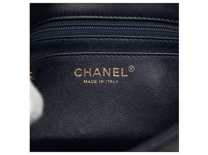Borsa a tracolla Chanel Mini Rectangular Classic Single Flap in pelle d'agnello blu - vista 5