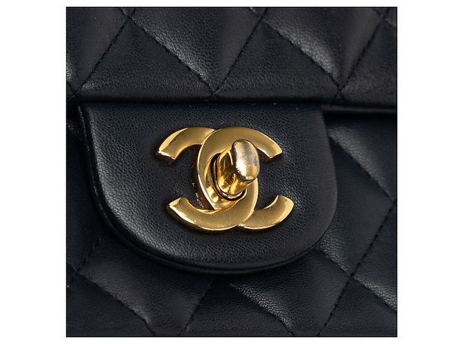 Borsa a tracolla Chanel Mini Rectangular Classic Single Flap in pelle d'agnello blu - vista 6