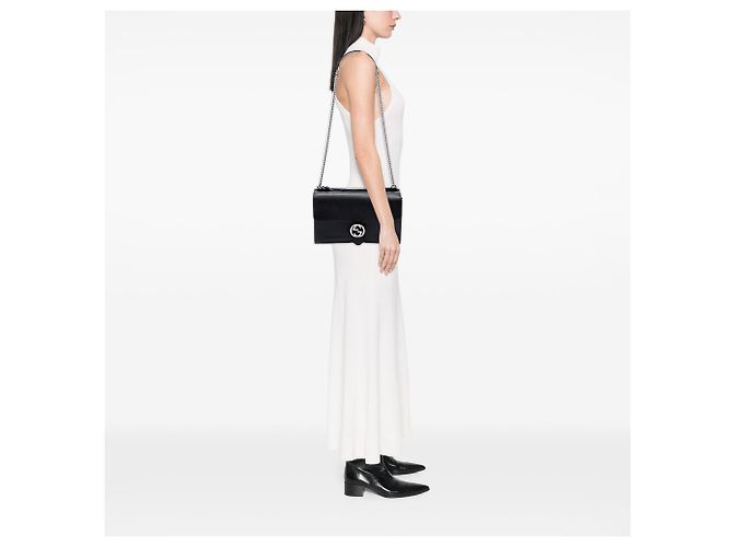 Sac crossbody Gucci Medium Leather Dollar Interlocking G noir - vue 6