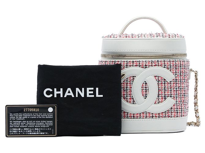 Borsa Satchel Vanity Case CC in Tweed e Pelle di Agnello Rossa Chanel Rosso - vista 6