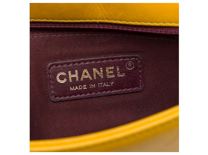 Borsa a tracolla Chanel Small Coco Boy Flap in vitello glassato giallo - vista 5