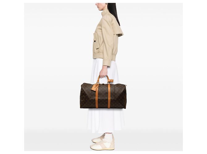 Borsa da viaggio Louis Vuitton Monogram Keepall 50 Marrone - vista 8