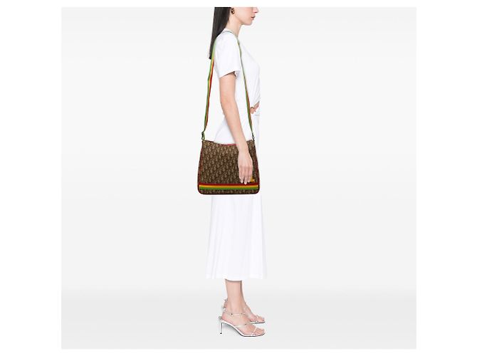 Borsa a tracolla Dior Oblique Canvas Rasta Marrone - vista 6