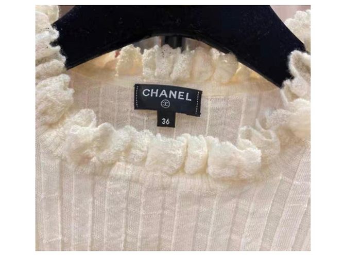 Chanel Strickpullover Wolle Ecru Größe 36 Beige - Ansicht 2