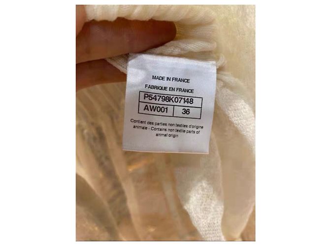 Chanel Strickpullover Wolle Ecru Größe 36 Beige - Ansicht 3