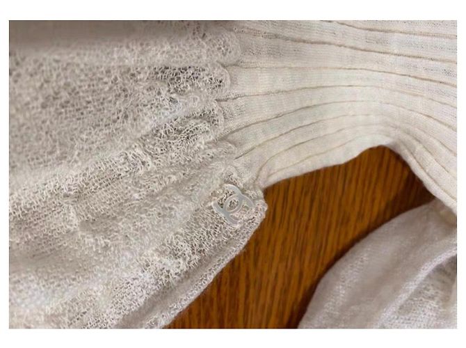 Chanel Strickpullover Wolle Ecru Größe 36 Beige - Ansicht 6