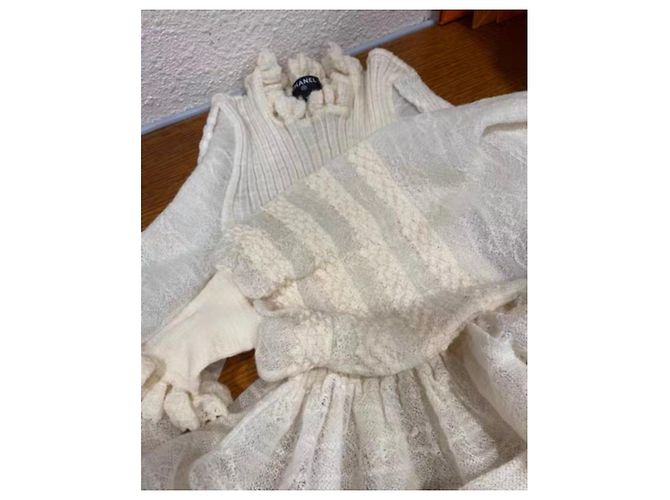 Chanel Strickpullover Wolle Ecru Größe 36 Beige - Ansicht 8