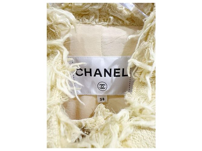 Chanel Tweed Jacke Gelb Größe 38 Mehrfarben - Ansicht 4