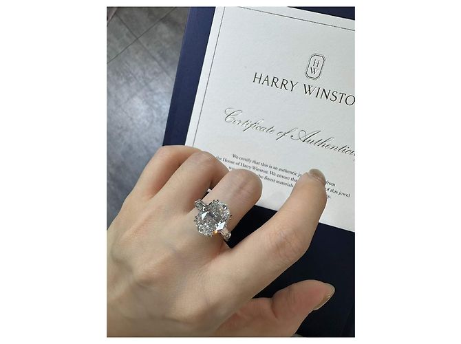 Anello Harry Winston in platino e diamanti 5.05 ct Multicolore - vista 4