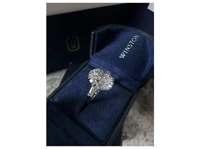 Anello Harry Winston in platino e diamanti 5.05 ct Multicolore - vista 6