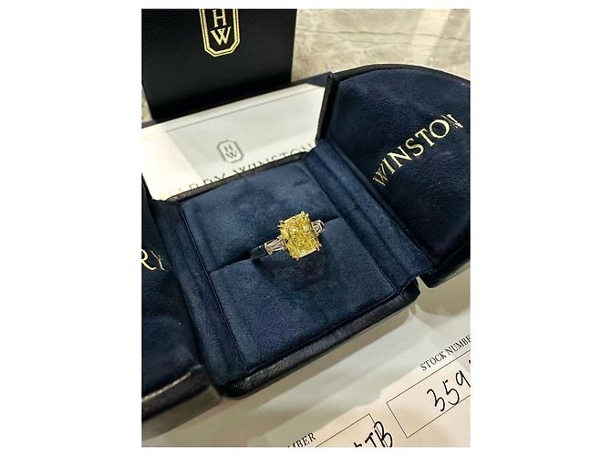 Harry Winston Ring Gelber Diamant in Platin Mehrfarben - Ansicht 3