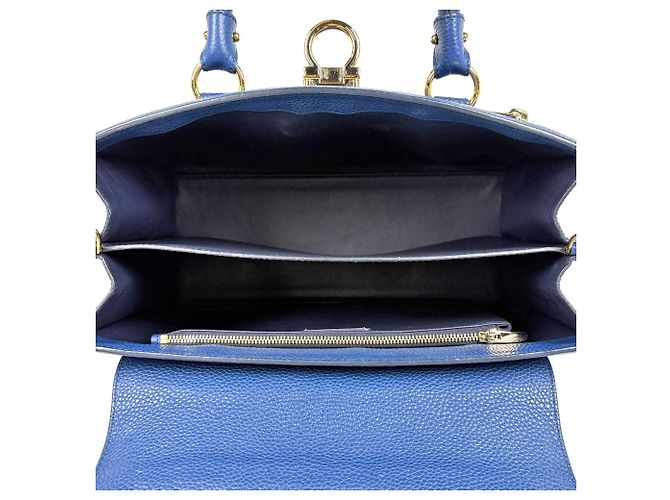Borsa in pelle blu Salvatore Ferragamo Gancini - vista 8