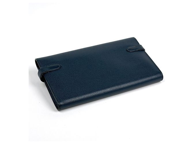 Hermès Portafoglio bi-fold Hermes Kelly Long in blu - vista 2