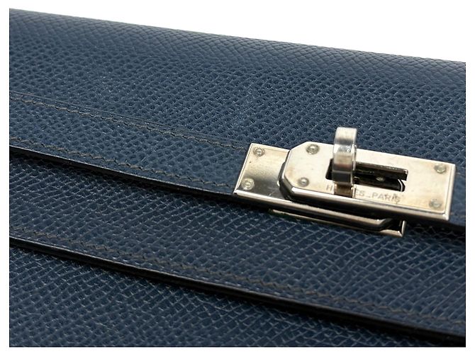 Hermès Portafoglio bi-fold Hermes Kelly Long in blu - vista 6