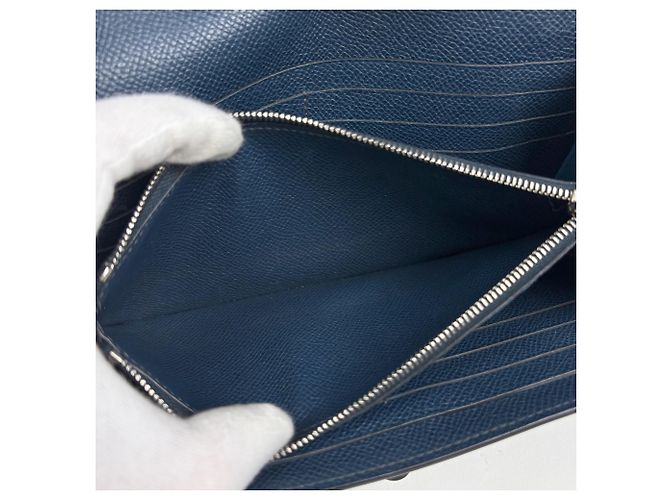 Hermès Portafoglio bi-fold Hermes Kelly Long in blu - vista 9