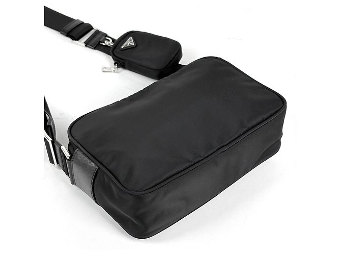 Borsa a tracolla Prada con placca logo PRADA Nero - vista 2