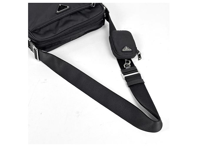 Borsa a tracolla Prada con placca logo PRADA Nero - vista 7