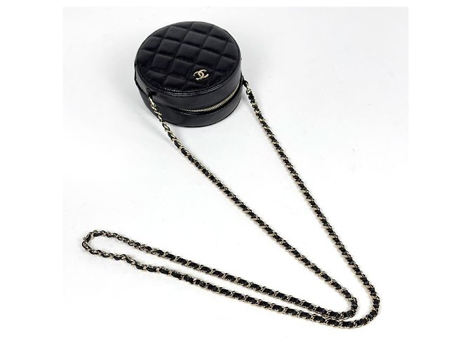 Chanel Coco Mark Round Chain Schultertasche Schwarz - Ansicht 6