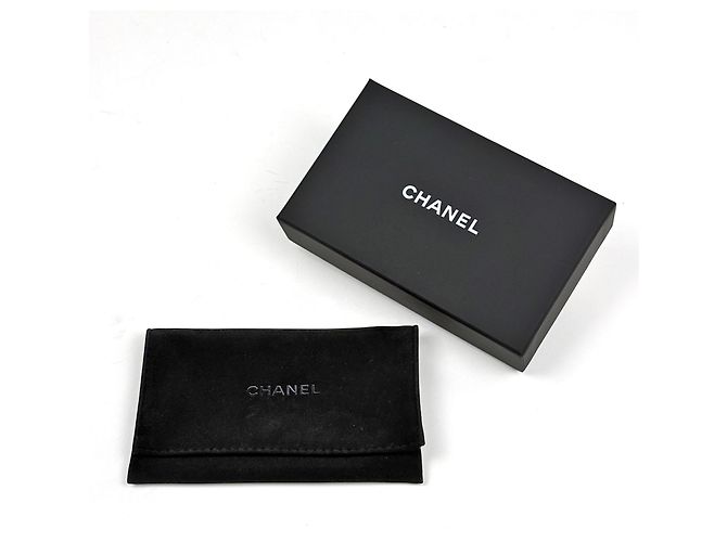 Tarjetero de piel de becerro granulada gris Chanel - vista 9