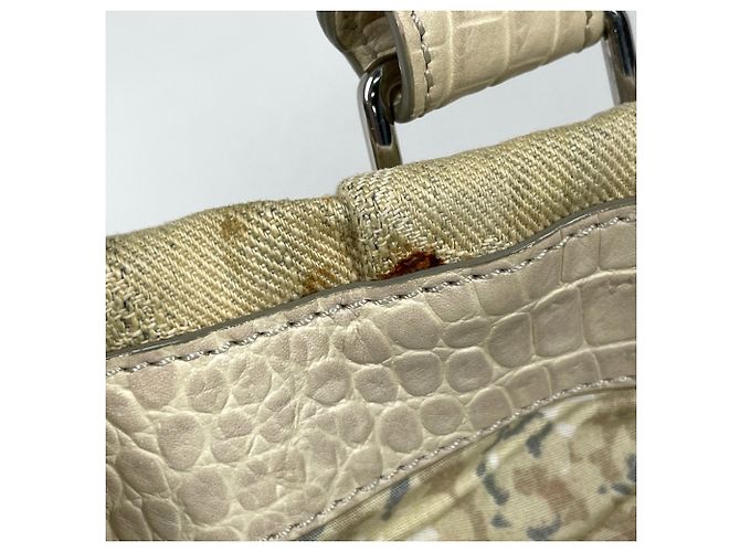 Céline Borsa Celine in denim e pelle Blu Beige - vista 7