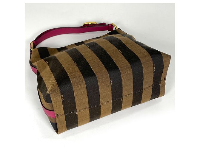 Fendi Pequin Pattern Schultertasche Braun Schwarz - Ansicht 2
