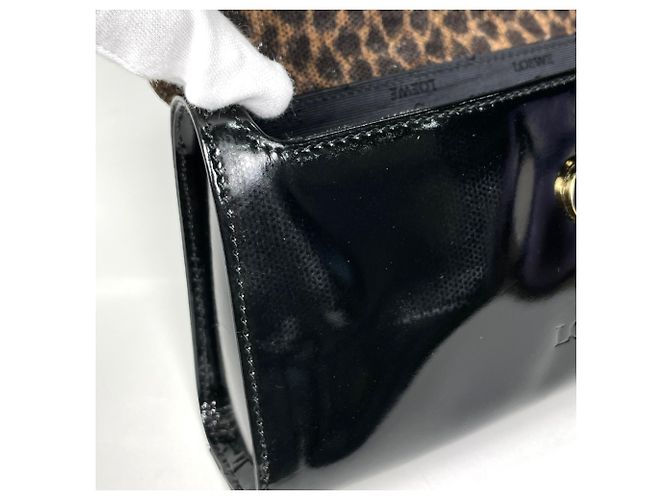 Borsa Loewe Velázquez in pelle verniciata nera Nero - vista 7