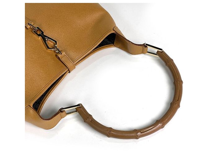 Gucci Bamboo Schultertasche aus Leder Braun - Ansicht 5