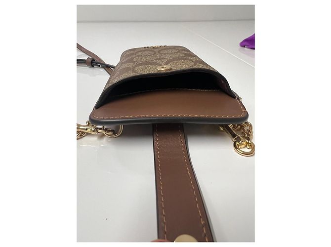 Coach Borsa Smartphone e Porta Carte Monogram Marrone - vista 5