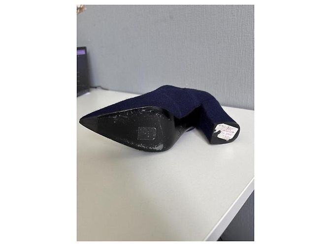 Stivaletti stringati in tessuto blu Chanel - EU 38 Usato - vista 5