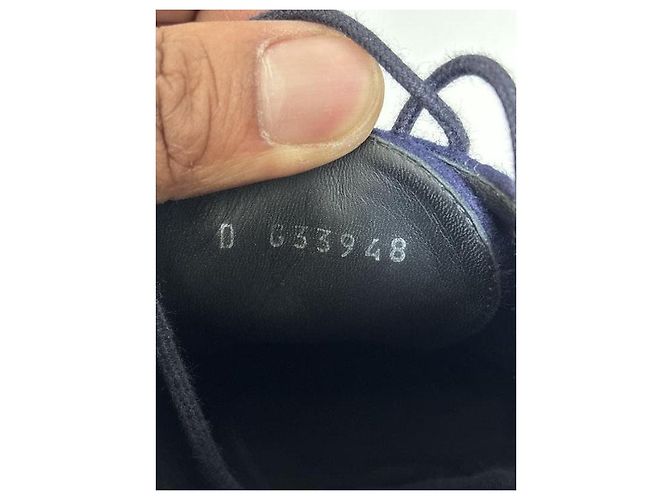 Stivaletti stringati in tessuto blu Chanel - EU 38 Usato - vista 6