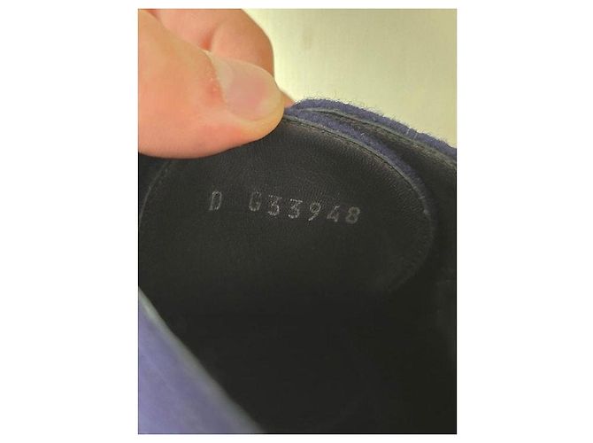 Stivaletti stringati in tessuto blu Chanel - EU 38 Usato - vista 8