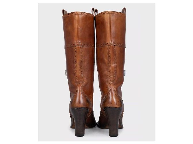 Gucci braune Lederstiefel mit Logo - EU 37 gebraucht - Ansicht 4