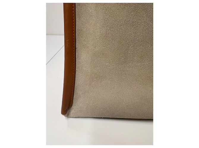 Borsa tote Isabel Marant Toledo in camoscio beige e pelle marrone - vista 12