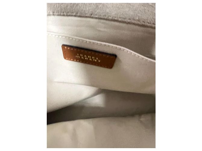Borsa tote Isabel Marant Toledo in camoscio beige e pelle marrone - vista 5