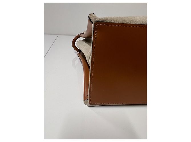 Borsa tote Isabel Marant Toledo in camoscio beige e pelle marrone - vista 8