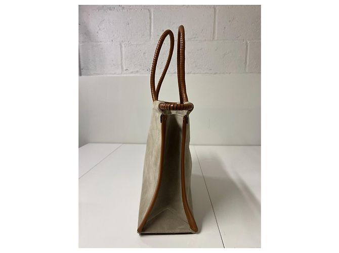 Borsa tote Isabel Marant Toledo in camoscio beige e pelle marrone - vista 9